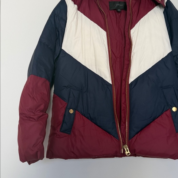 J. Crew Colorblock Chevron Women’s puffer jacket size xs - Picture 3 of 9